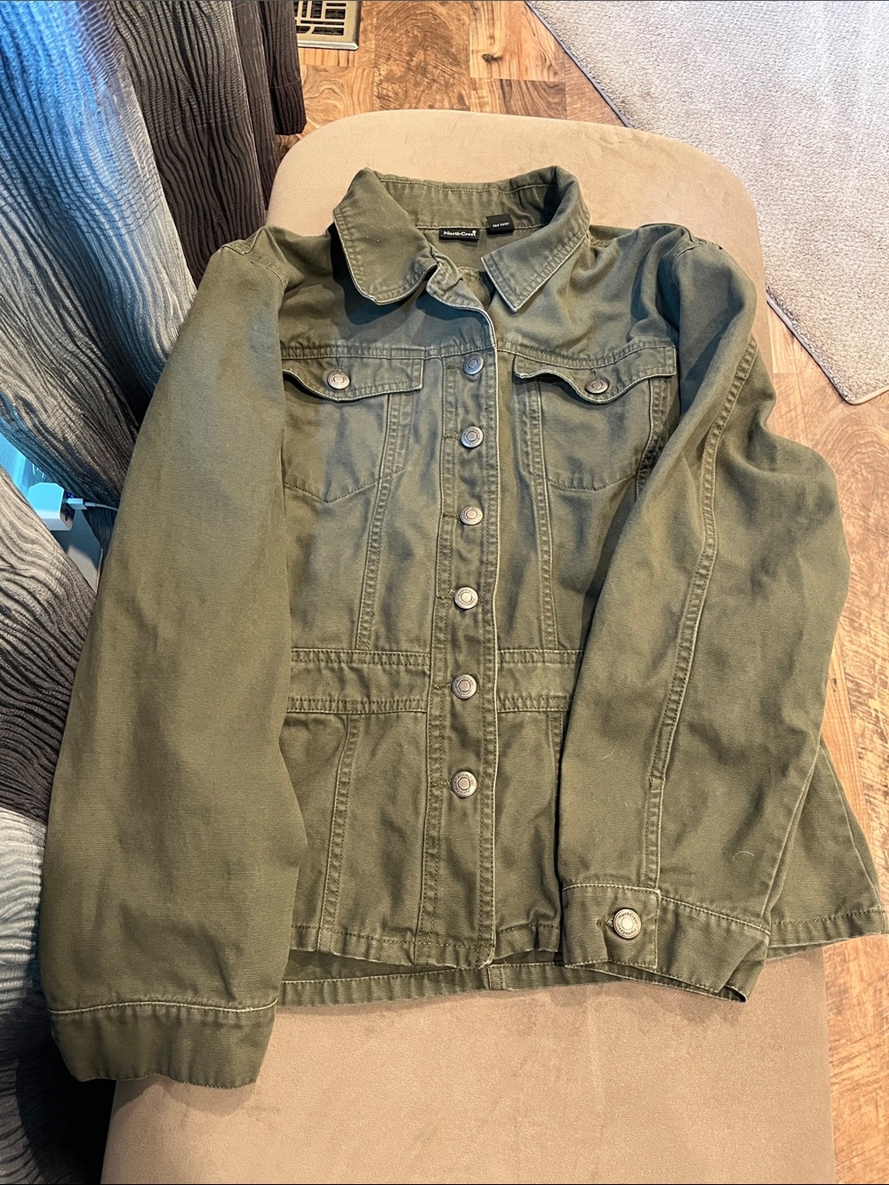NorthCrest Olive Utility Shirt Jacket Size 14-16